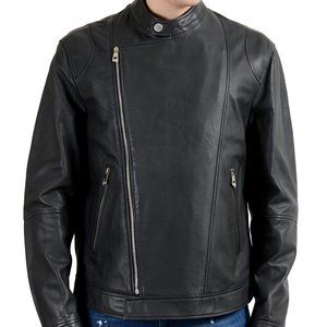 Versace Collection Men's 100% Leather Gray Jacket